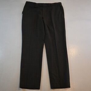 Hugo Boss 34x30 Brown Glenn Plaid 100% Flannel Wool Shark1 Slim Dress Mens Pants